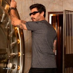 PL MALHA 62068 - Men's T-shirt Round Neck With Pit Bull Print