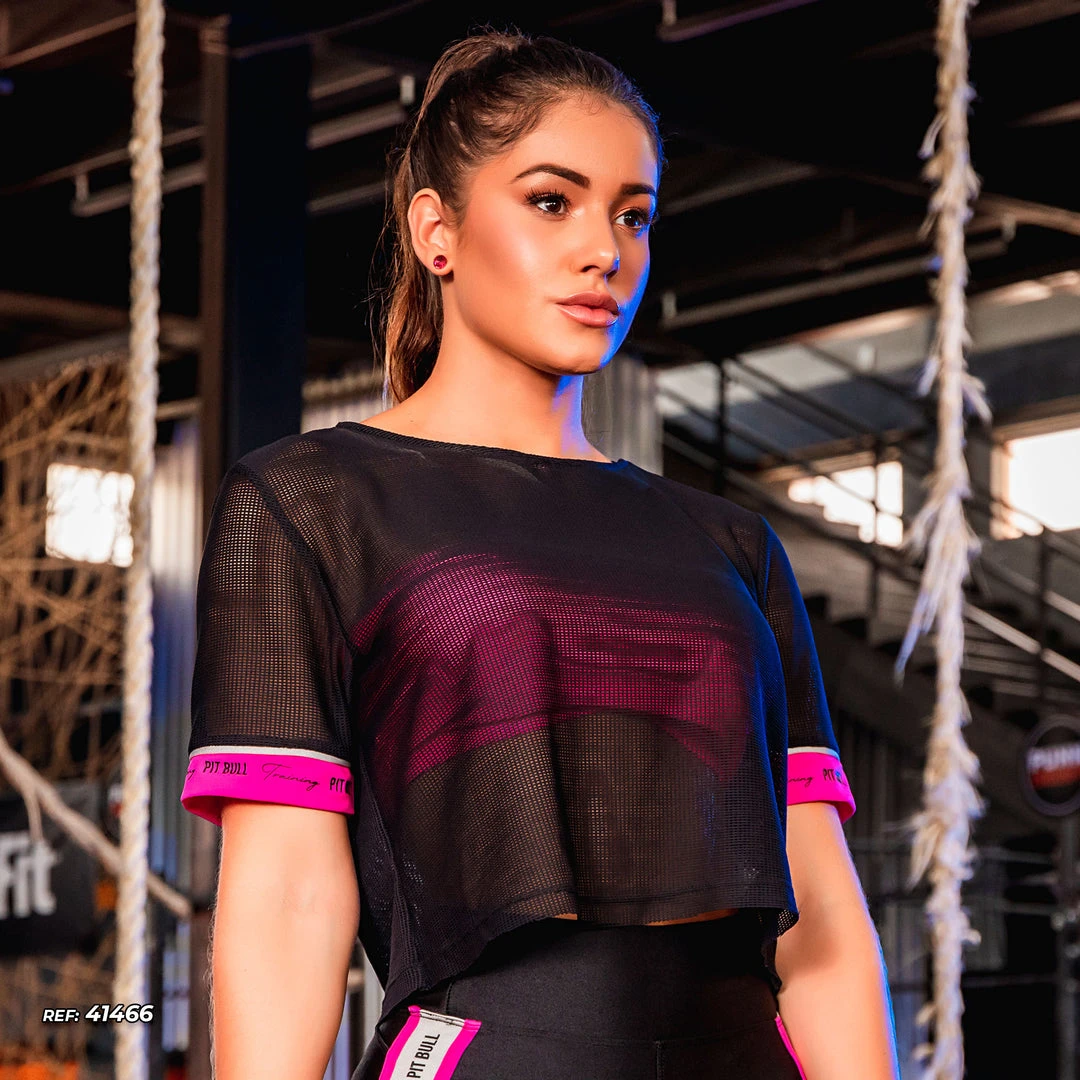 PL FITNESS Crop Top In Tulle Fabric Fitness - 41466 Women 3 PL FITNESS Crop Top In Tulle Fabric Fitness - 41466 Women