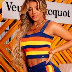 PL TRICOT Women 62143 - Cropped Tricot Colored Top