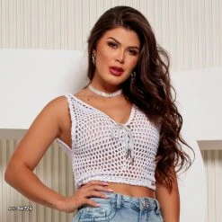 AQUISIÇÃO TRICOT 64724 - Sexy Crochet Crop Top Stylish