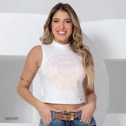 PL REPRESENTAÇÃO MALHA WOMEN SLEEVELESS CROPPED TOP - 39932 Tops