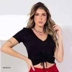 PL MALHA Puckered Top Black - 59404