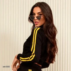 PL MALHA 62313 - Black Cropped Jacket With More Comfort And Sporty Model Identity