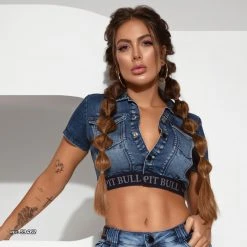 PIT BULL JEANS Cropped Jeans Jacket - 59462 Conecte-Se