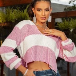 PL TRICOT 65113 - Hooded Long Sleeved Knitwear Cropped Women 14 PL TRICOT 65113 - Hooded Long Sleeved Knitwear Cropped Women