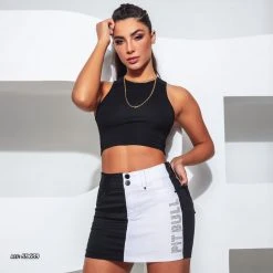 PIT BULL JEANS Black&white Denim Mini Skirt - 59639 Conecte-Se