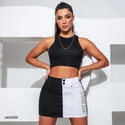 PIT BULL JEANS Black&white Denim Mini Skirt - 59639 Conecte-Se
