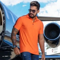 PL MALHA Conecte-Se Orange Men's Polo - 59917