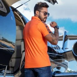 PL MALHA Conecte-Se Orange Men's Polo - 59917