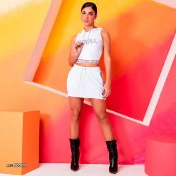 PL REPRESENTAÇÃO MALHA White Sweatshirt Skirt - 60905