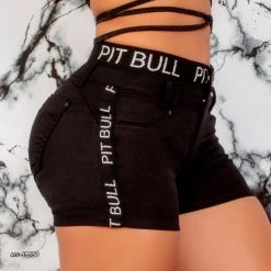 PIT BULL JEANS 59550 - Shorts With Butt Lifting And Double Waistband With Logomania