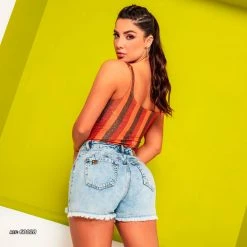 PL JEANS Jeans Shorts With Buttons And Destroyed Bars - 60028