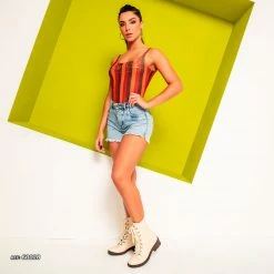 PL JEANS Jeans Shorts With Buttons And Destroyed Bars - 60028