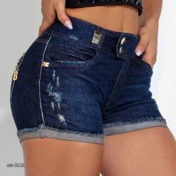 PIT BULL JEANS Movement Dark Denim Shorts Shaper With Lift Butt Effect And Frayed - 61069