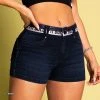 PIT BULL JEANS Tight Shorts Dark Jeans Logomania - 61904