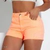 PL JEANS Coral Color Shorts With Butt Lift Effect And Logomania - 64206