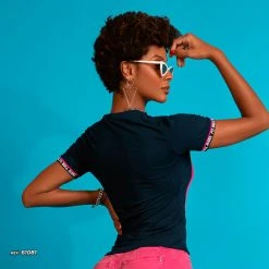 PL MALHA Sexy T-shirt Blue With Cutout And V-neck - 61081