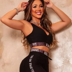 PL MALHA 62737 - Top Fitness Shaper With Cups Enhances Curves And Logomania