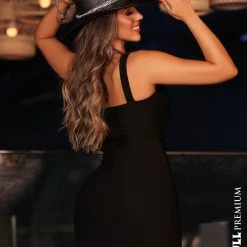 PL MALHA 61745 - Sexy Black And White Bicolor Dress With Perfect Fit